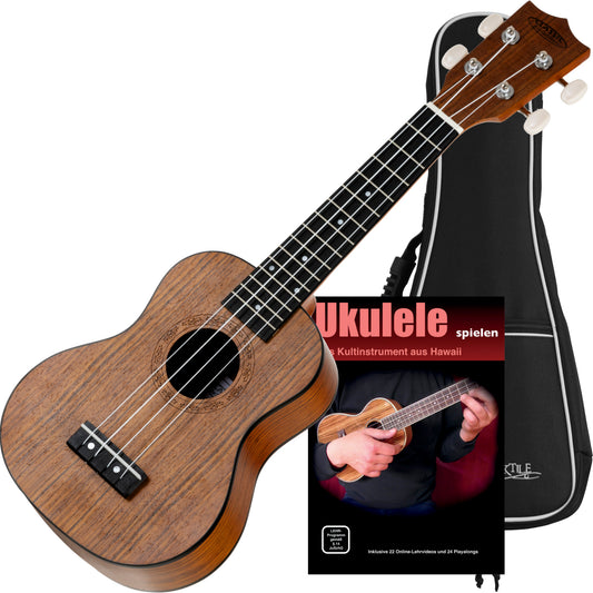 Produktbild von Classic Cantabile Ukulele Walnuss Set inkl. Lernheft und Tasche