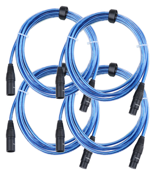 Produktbild von Pronomic Stage XFXM-Blue-2.5 Mikrofonkabel XLR 2,5 m Metallic Blue 4x Set