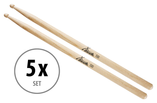 Produktbild von 5 Paar XDrum Schlagzeug Sticks 5B Wood Tip