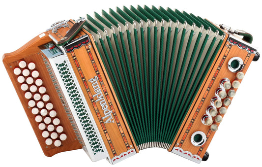 Produktbild von Alpenklang Harmonika "Mini" 3-reihig, B-Es-As massiv aus Kirschholz
