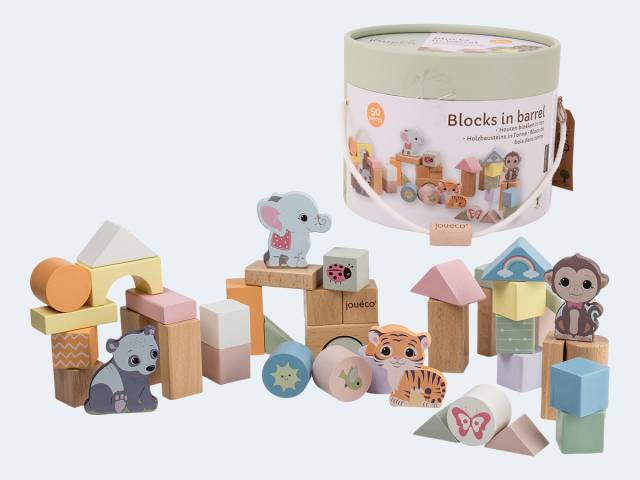 Holzbausteine Wildies Family Tonne