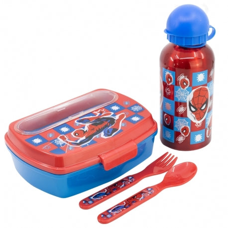 Spiderman Geschenkbox Sandwich Trinkflasche Besteck