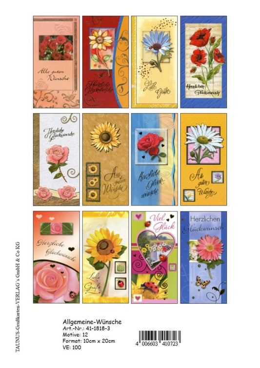 Grußkarten 100 Stück 12 Motive