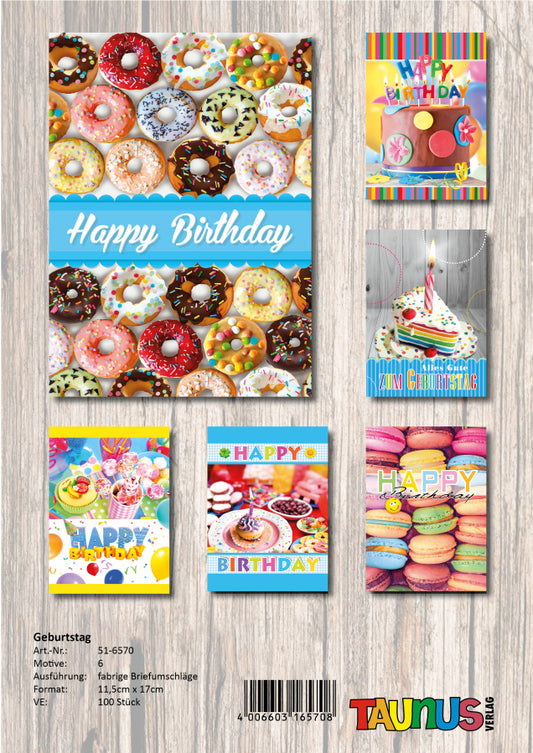 Geburtstagskarten 100 Stück Motive