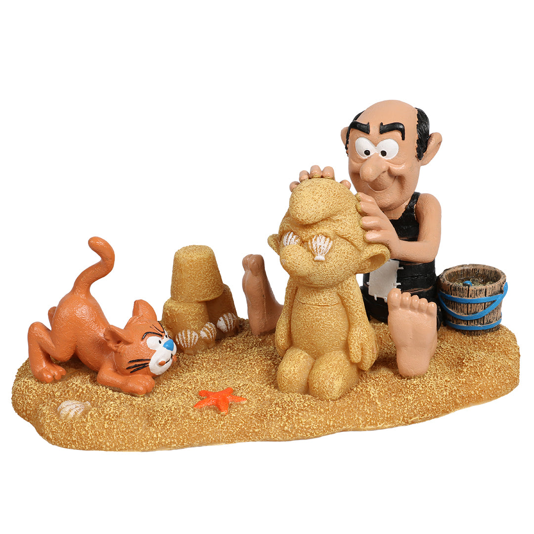 Schlümpfe Gargamel und Azräl am Sandstrand Figur