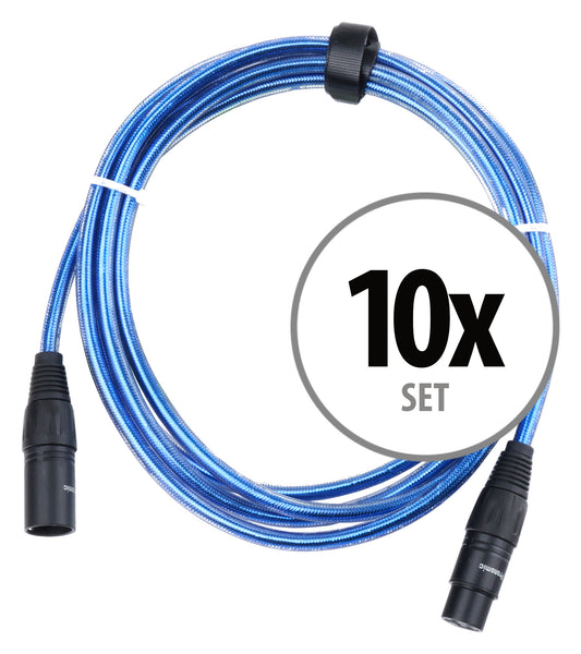 Produktbild von Pronomic Stage XFXM-Blue-2.5 Mikrofonkabel XLR 2,5 m Metallic Blue 10er Set