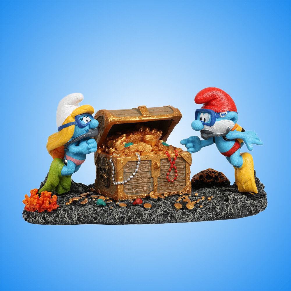 Schlümpfe Unterwasser Schatztruhe Figur