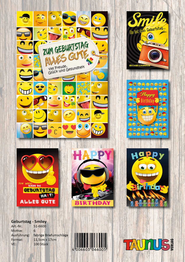 Smiley Geburtstagskarten Motive Stueck