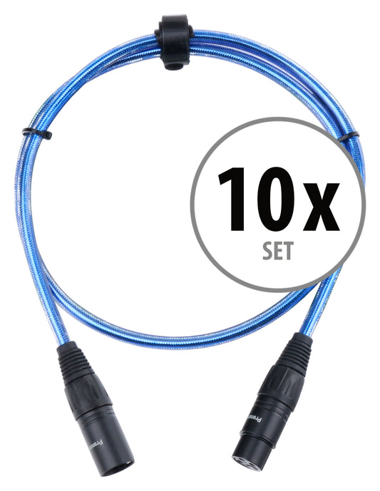 Produktbild von Pronomic Stage XFXM-Blue-1 Mikrofonkabel XLR 1 m Metallic Blue 10x Set