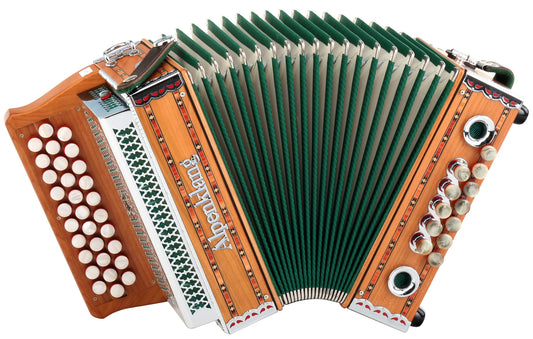 Produktbild von Alpenklang Harmonika "Mini" 3-reihig, G-C-F massiv aus Kirschholz