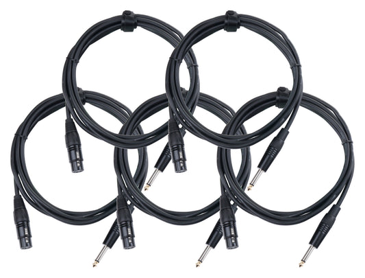 Produktbild von Pronomic Stage XFJ-2.5 Mikrofonkabel XLR/Klinke 2,5 m Schwarz 5er Set