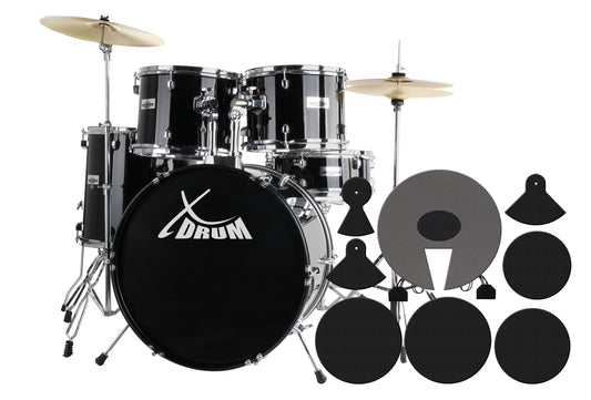 Produktbild von XDrum Semi 22" Standard Schlagzeug Midnight Black Set + Dämpfer