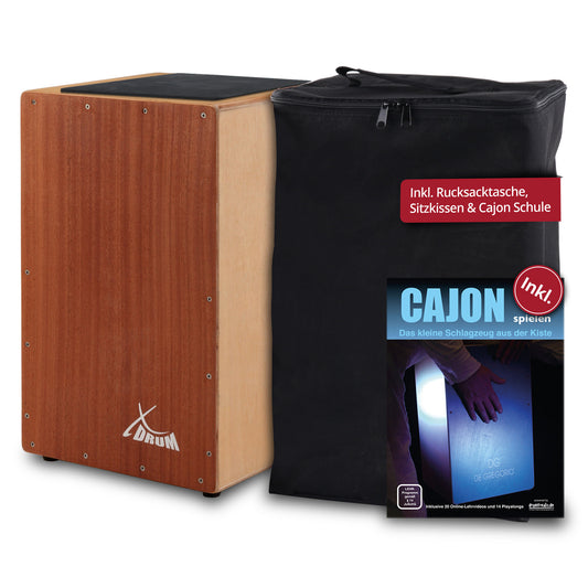 Produktbild von XDrum Cajon Primero Sapeli inkl. Cajonschule und Tasche