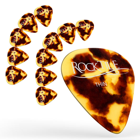 Produktbild von Rocktile Plektren Brown Tortoise Thin 12er Pack