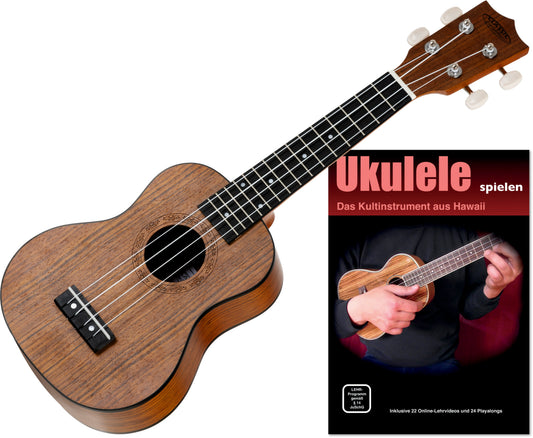 Produktbild von Classic Cantabile Ukulele Sopran Walnuss Set inkl. Ukulelenschule