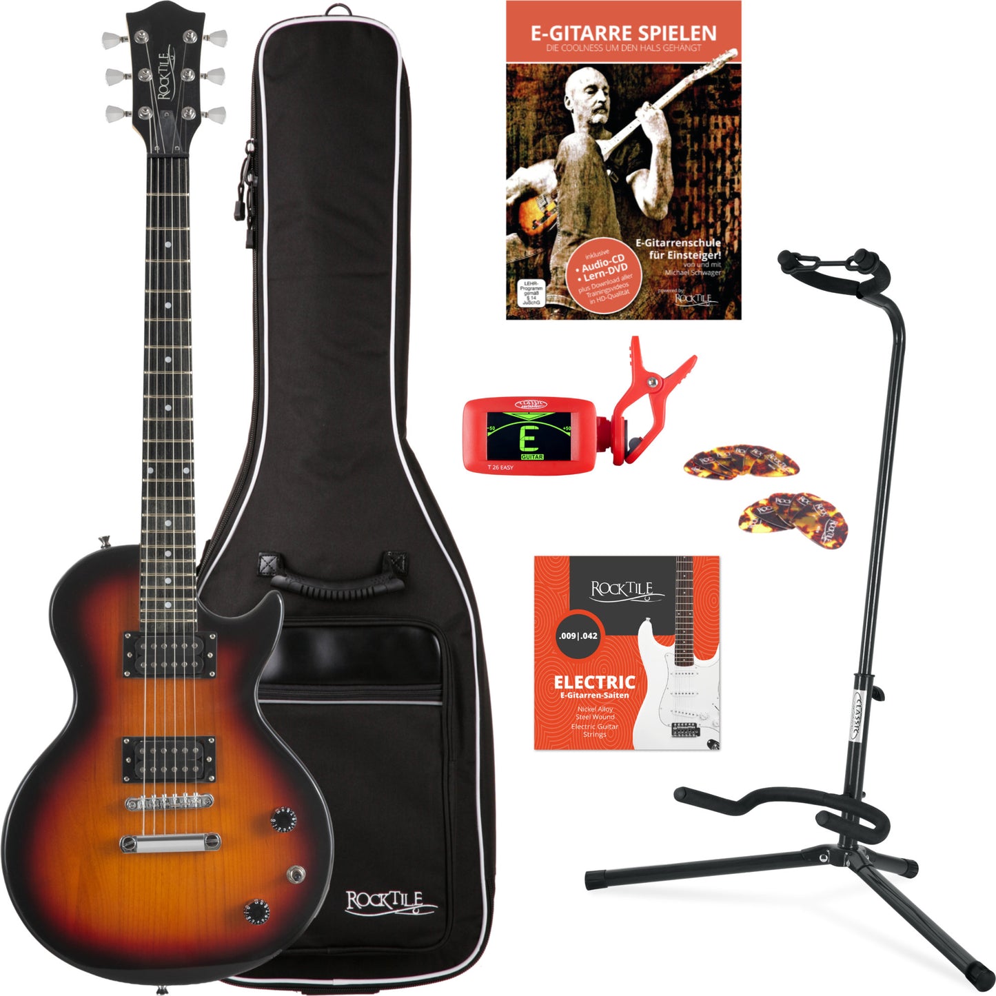 Produktbild von Rocktile L-100 SB E-Gitarre Sunburst Einsteiger Set