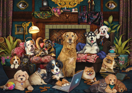 Bunter Abend Puzzle Salon Teile