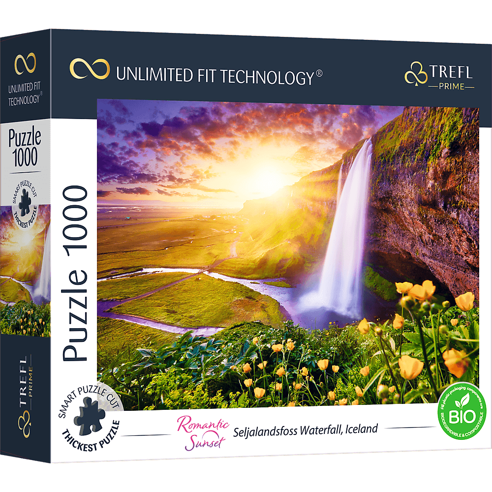 Romantic Sunset Wasserfall auf Island UFT Puzzle