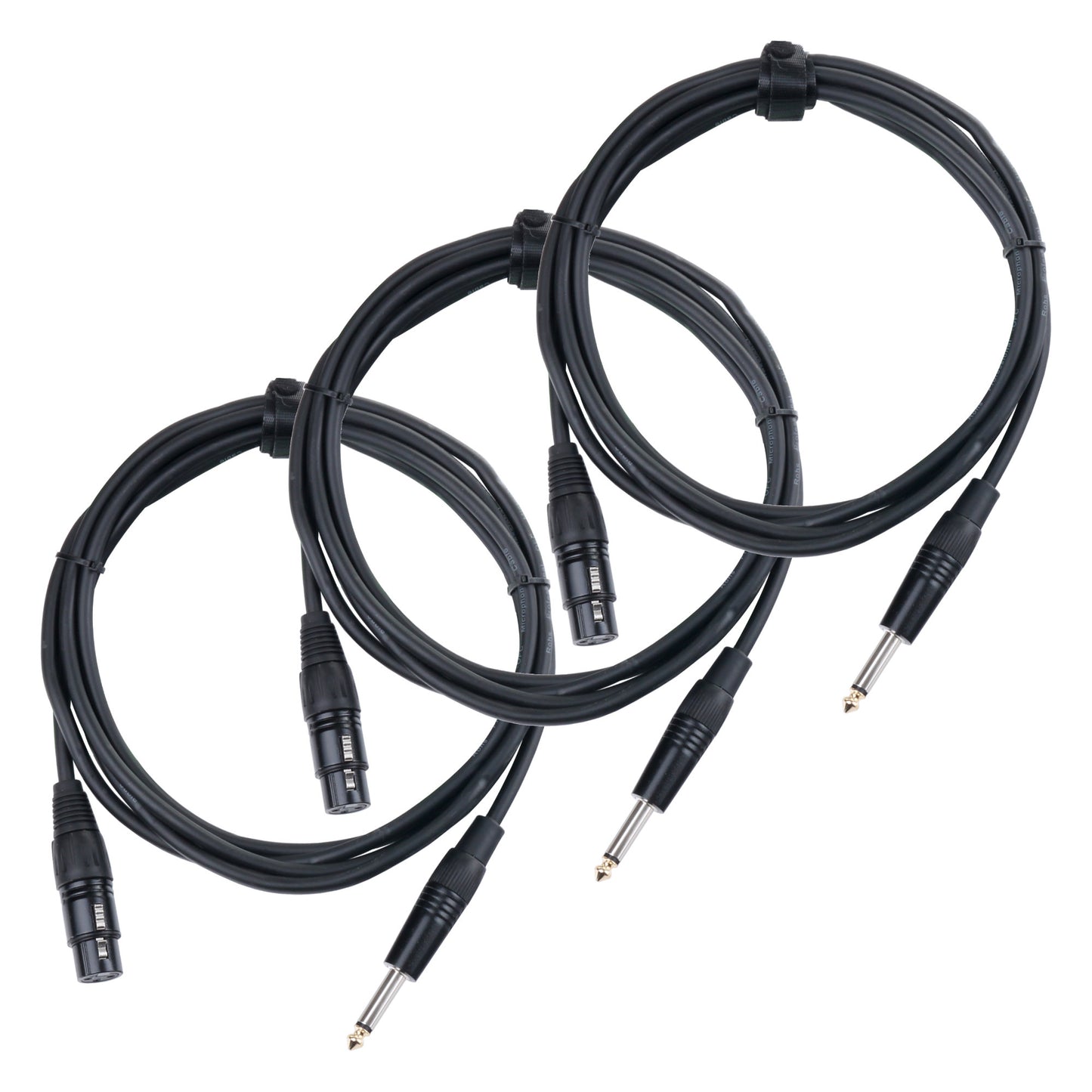 Produktbild von Pronomic Stage XFJ-2.5 Mikrofonkabel XLR/Klinke 2,5 m Schwarz 3er Set