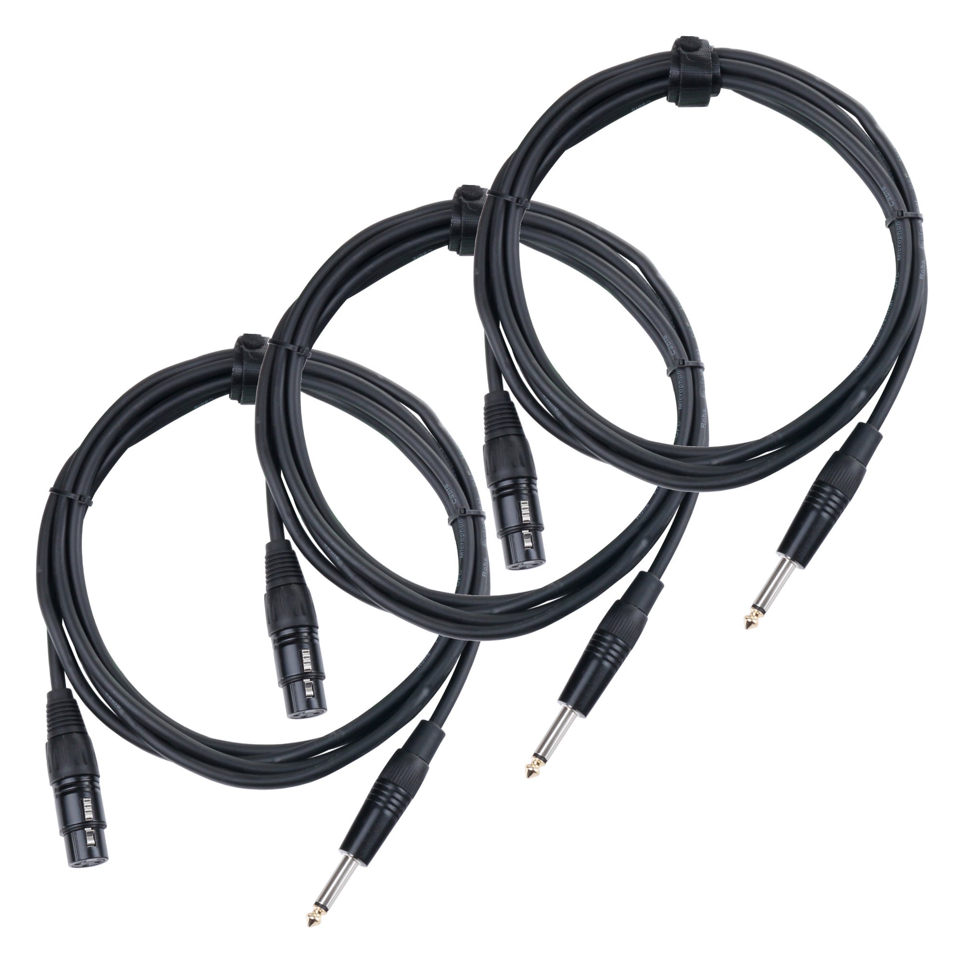 Produktbild von Pronomic Stage XFJ-2.5 Mikrofonkabel XLR/Klinke 2,5 m Schwarz 3er Set