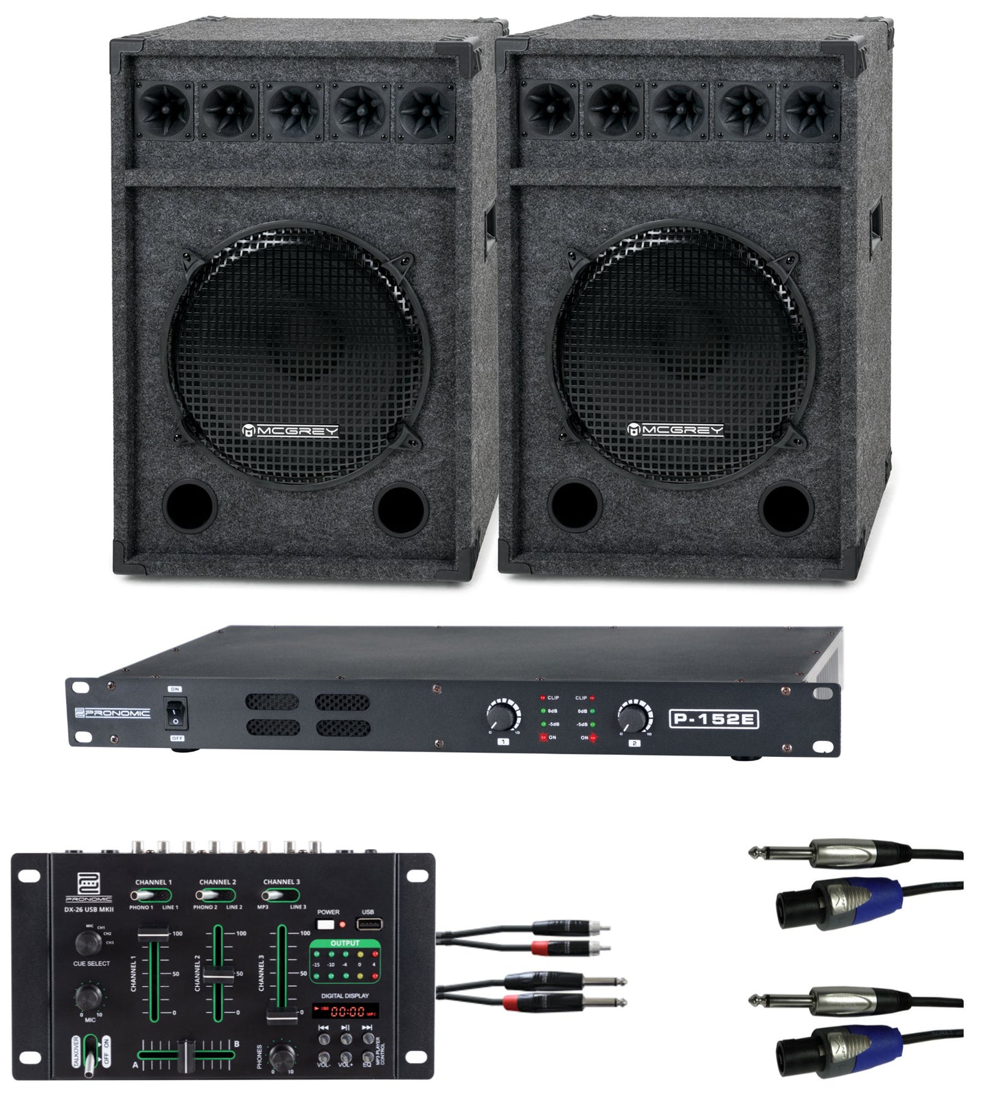 Produktbild von Pronomic DJ-Party Set II Komplettset 2x Festival 15 Box, 1x Mixer, Endstufe, Kabel