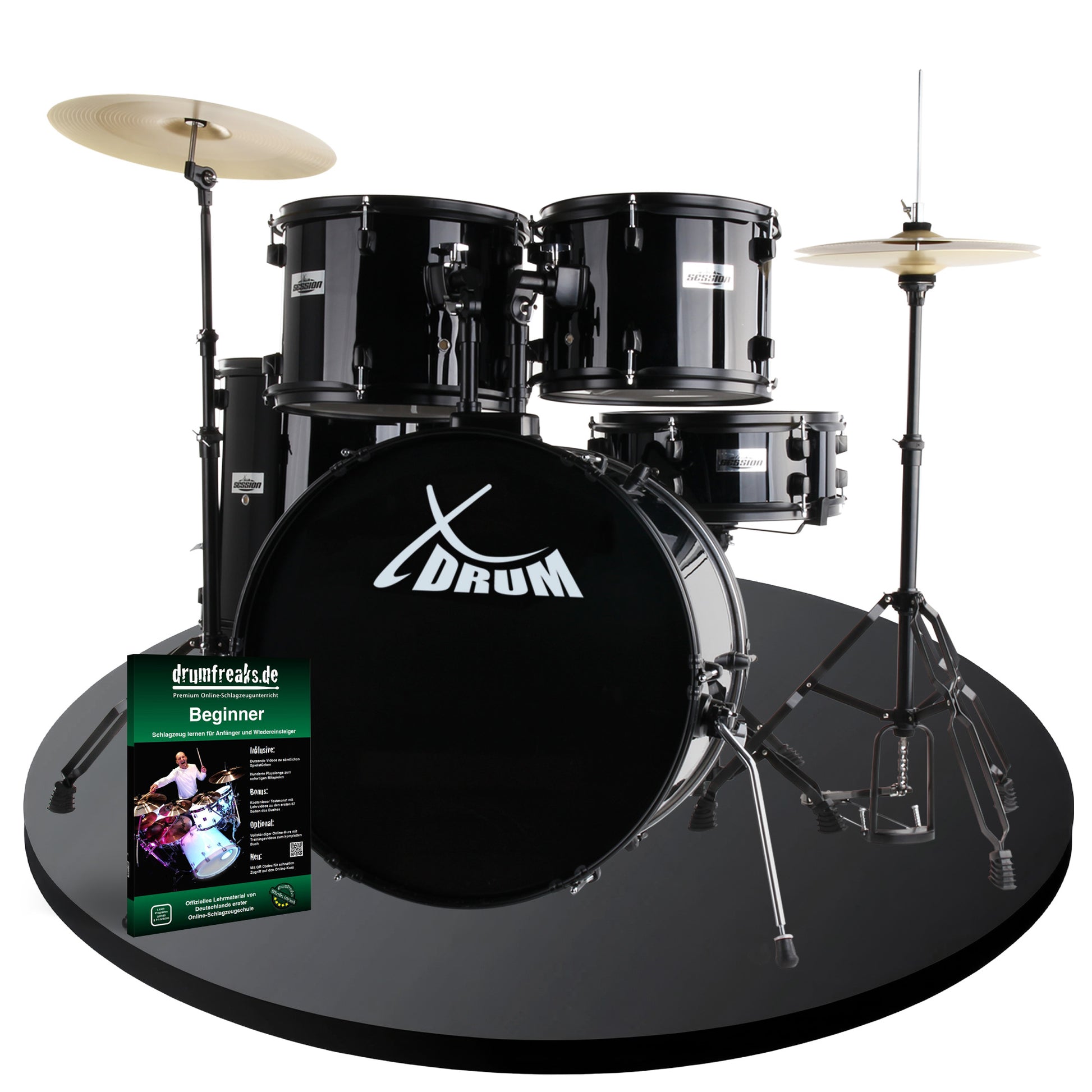 Produktbild von XDrum Rookie 22" Standard Schlagzeug Komplettset Black inkl. Schule