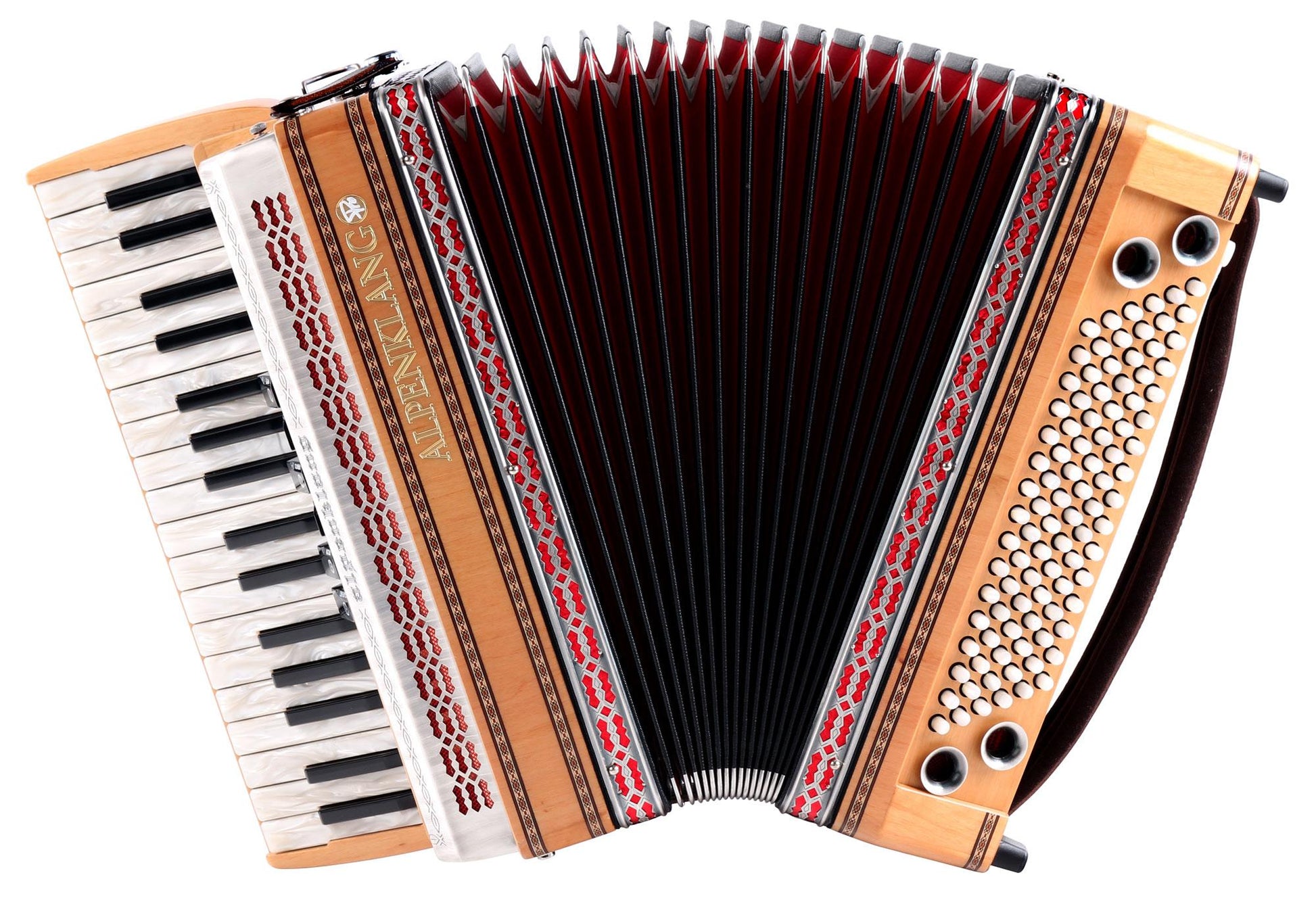 Produktbild von Alpenklang Pro Akkordeon III 96 Tasten-Steirische, Erle mit roter Einlage in der Zierblende