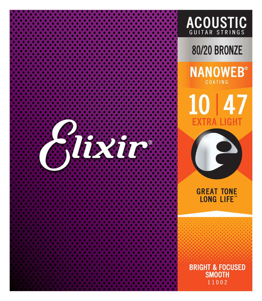 Produktbild von Elixir 11002 Akustik 80/20 Nanoweb Extra Light