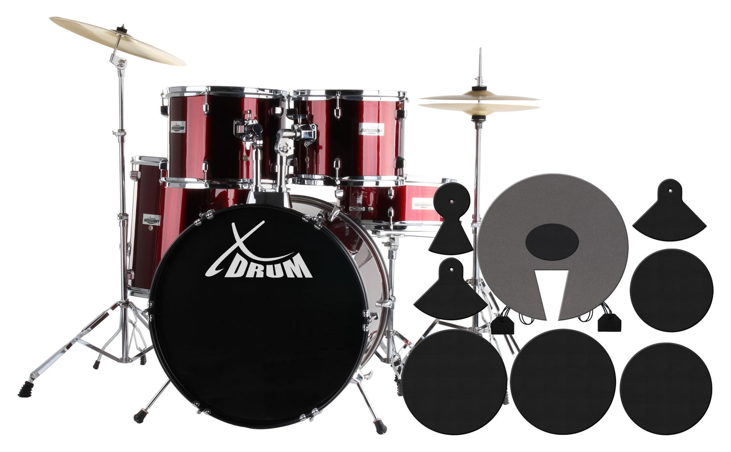 Produktbild von XDrum Semi 22" Standard Schlagzeug Lipstick Red Set + Dämpfer