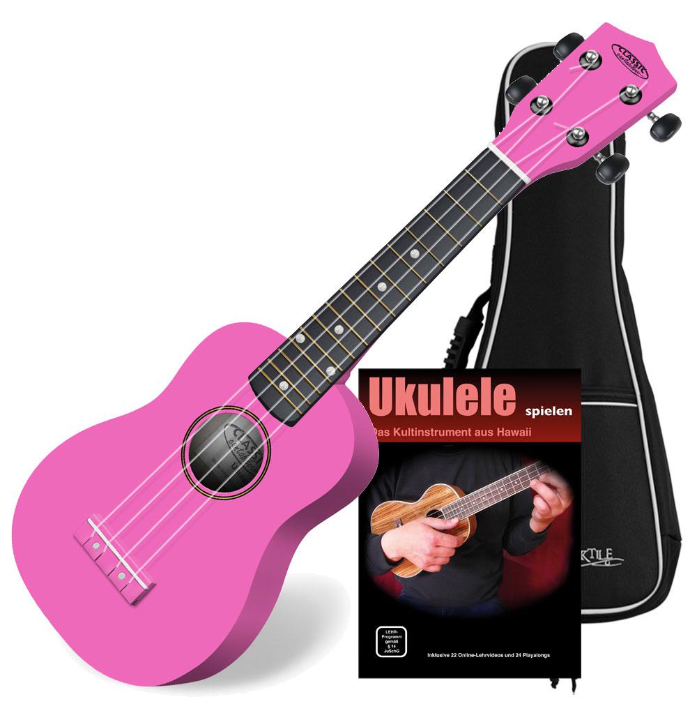 Produktbild von Classic Cantabile US-100 PK Sopran-Ukulele Pink Set inkl. Tasche + Lernheft