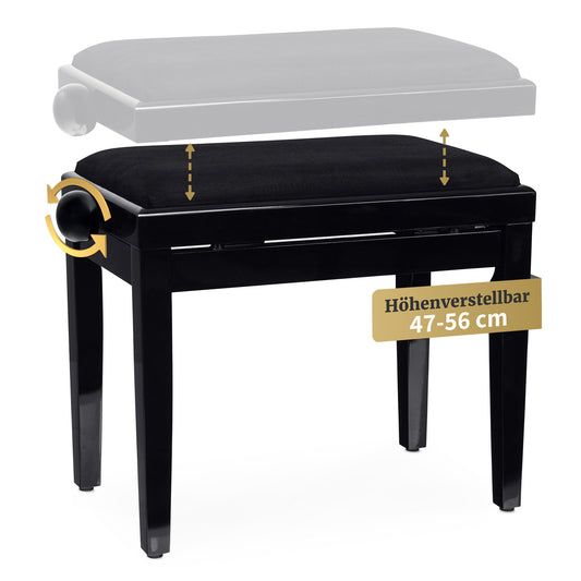 Produktbild von Classic Cantabile Pianobank Schwarz Hochglanz