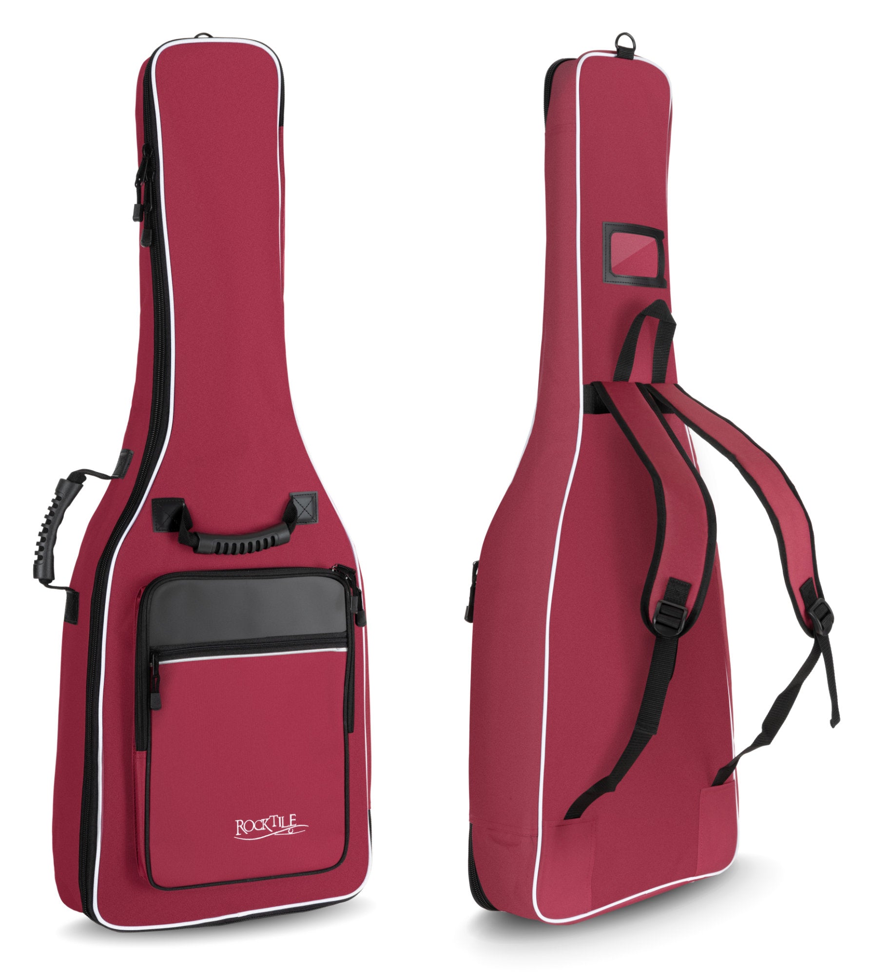 Produktbild von Rocktile Klassik-Gitarrentasche - 3/4 & 7/8 gepolstert mit Rucksackgarnitur Weinrot