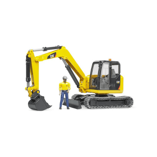 Bruder_Cat_Minibagger_mit_Bauarbeiter