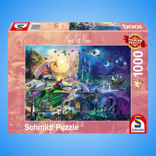 Nächtlicher Drachen Puzzle Rose Cat