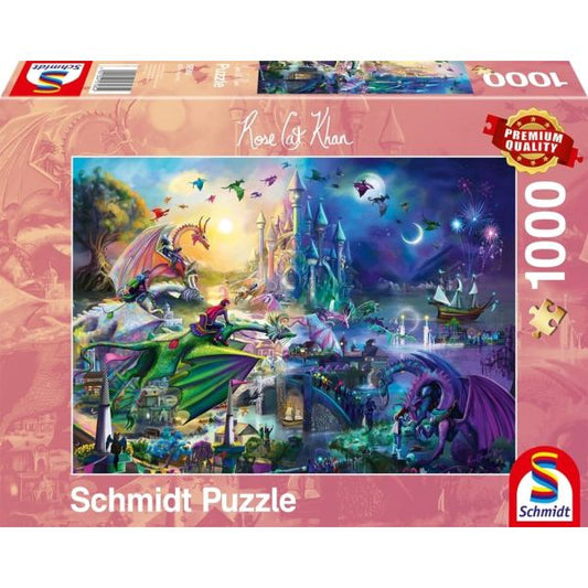 Nächtlicher Drachen Puzzle Rose Cat