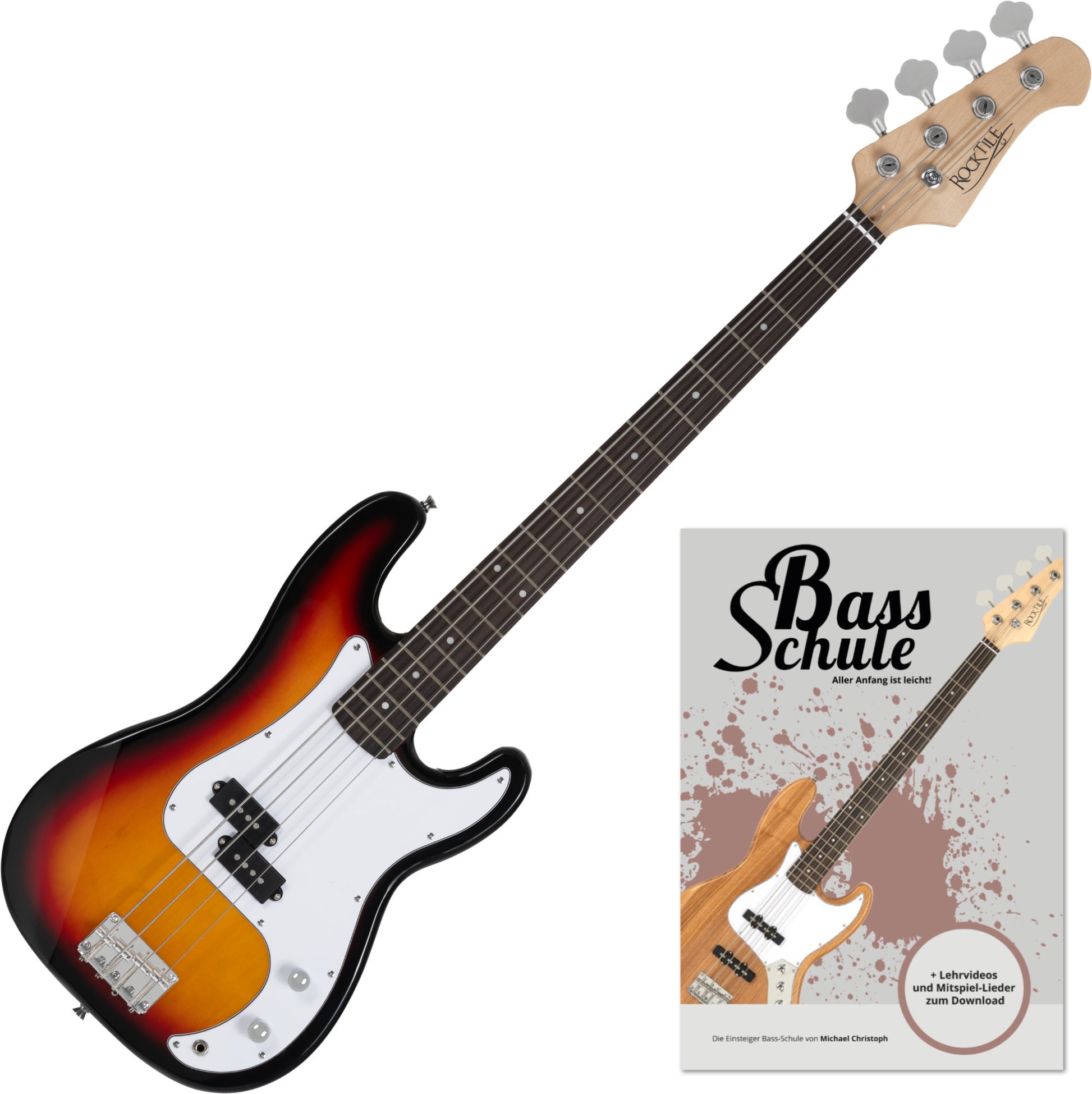 Produktbild von Rocktile Puncher E-Bass Sunburst + Schule Set