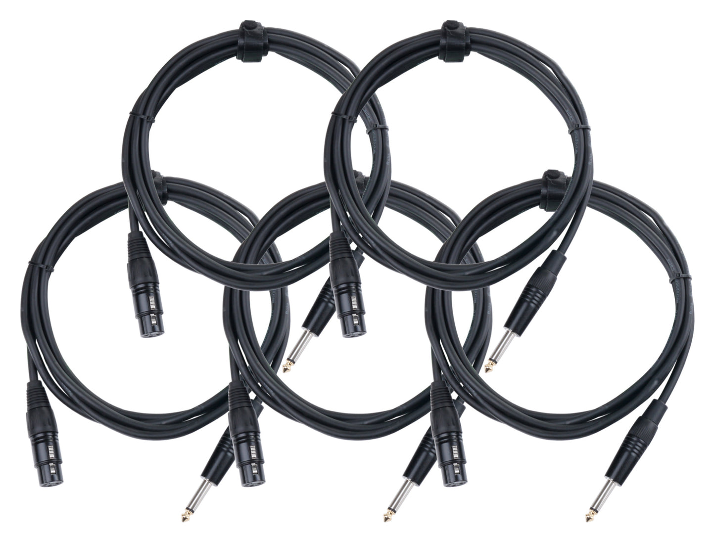 Produktbild von Pronomic Stage XFJ-2.5 Mikrofonkabel XLR/Klinke 2,5 m Schwarz 5er Set