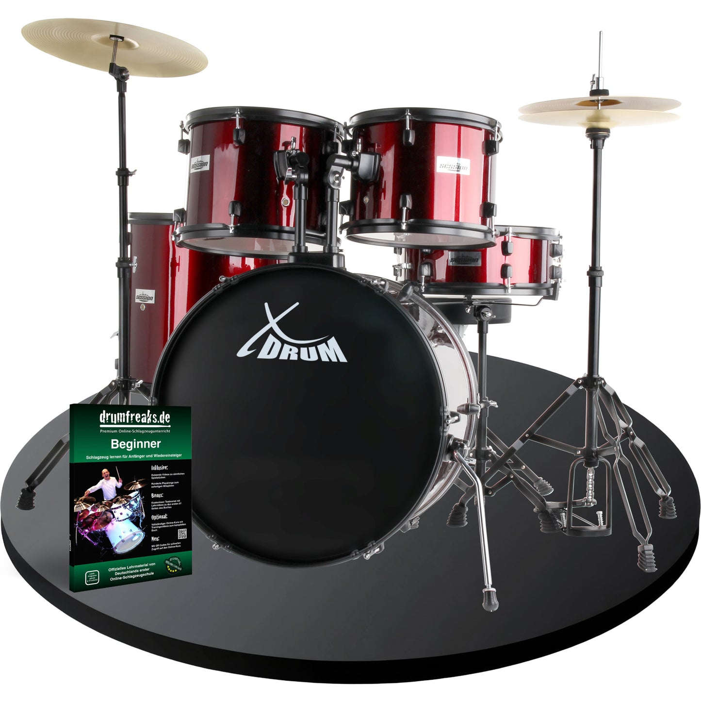 Produktbild von XDrum Rookie 22" Standard Schlagzeug Komplettset Ruby Red inkl. Schule