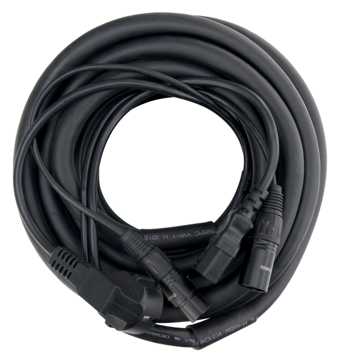 Produktbild von Pronomic Stage EUIECX-10 Hybridkabel Schukostecker auf Kaltgerätebuchse, XLR/XLR 10m