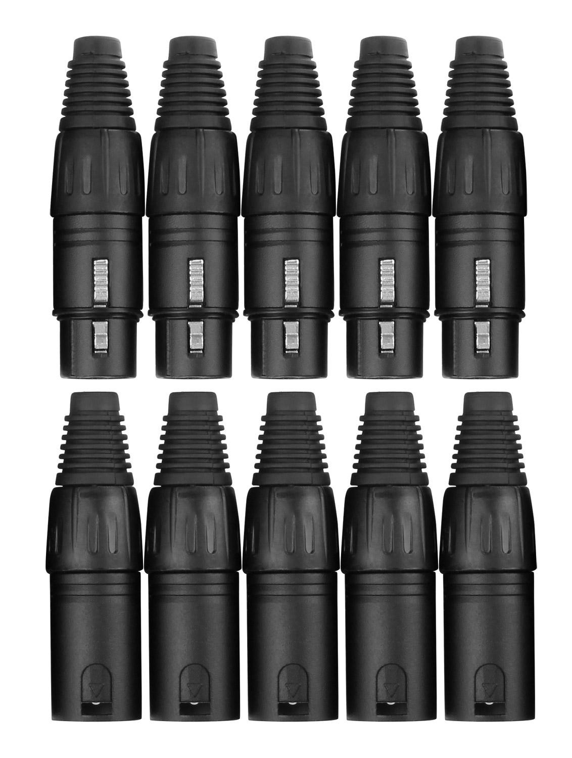 Produktbild von Pronomic XFXMPLUG Black XLR Stecker female/male - 2x 5er Pack