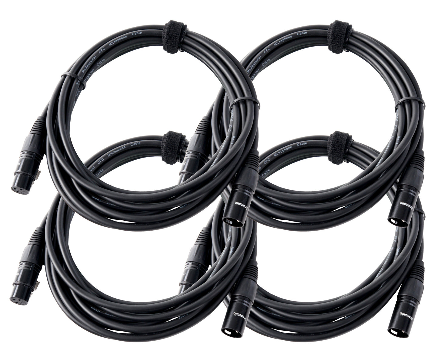 Produktbild von Pronomic Stage XFXM-5 Mikrofonkabel XLR 5 m Schwarz 4er Set