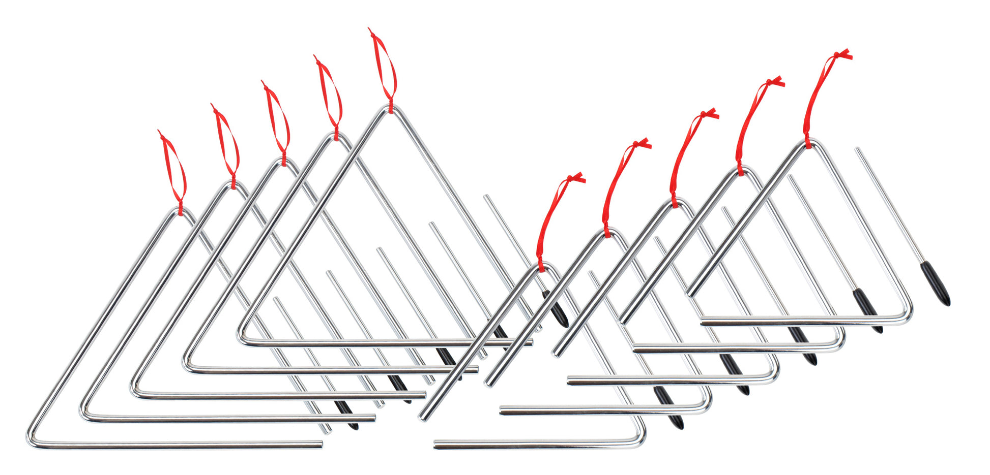 Produktbild von XDrum Triangel Starter SET 5 Stück klein 15cm + 5 Stück groß 25cm inkl. Schlägel