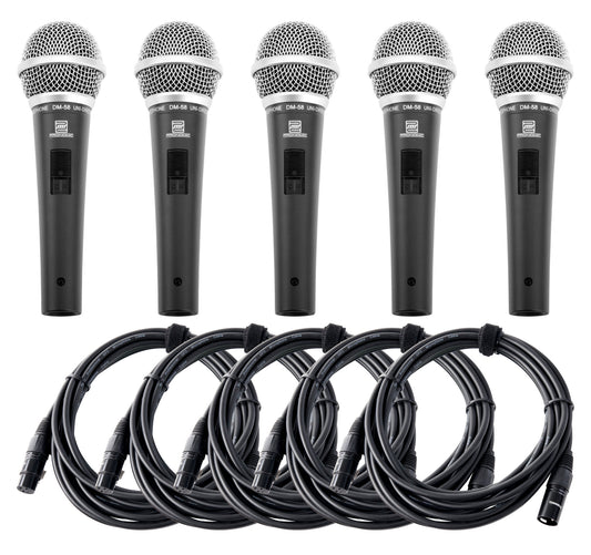 Produktbild von Pronomic DM-58 Vocal Mikrofon mit Schalter 5er Set inkl. 5x 5m XLR Kabel